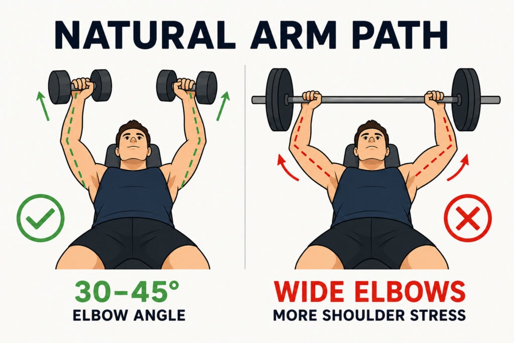 Dumbbells-bench-press-with-natural-arm-path-and-flared-elbows-barbell-comparison