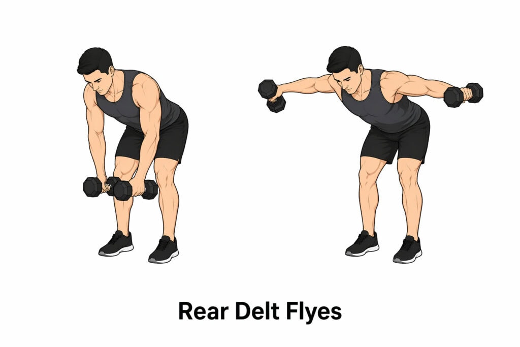Rear-Delt-Flyes-bent-over-dumbbells-raised-outward-start-and-finish-position-form