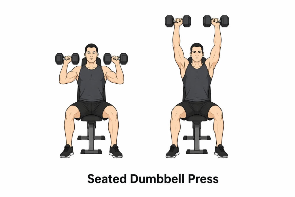Seated-Dumbbell-Press-dumbbells-pressed-overhead-on-bench-start-and-finish-position-form