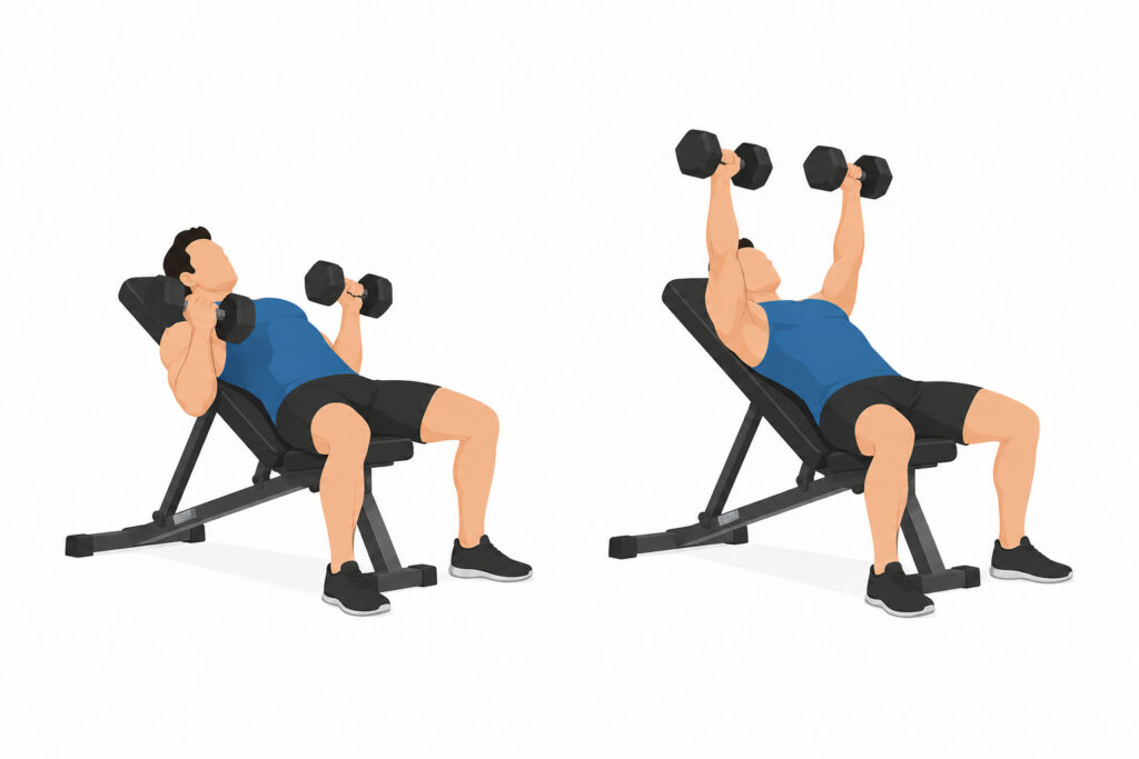 Slight-incline-semi-neutral-press-dumbbell-chest-exercise-adjustable-bench