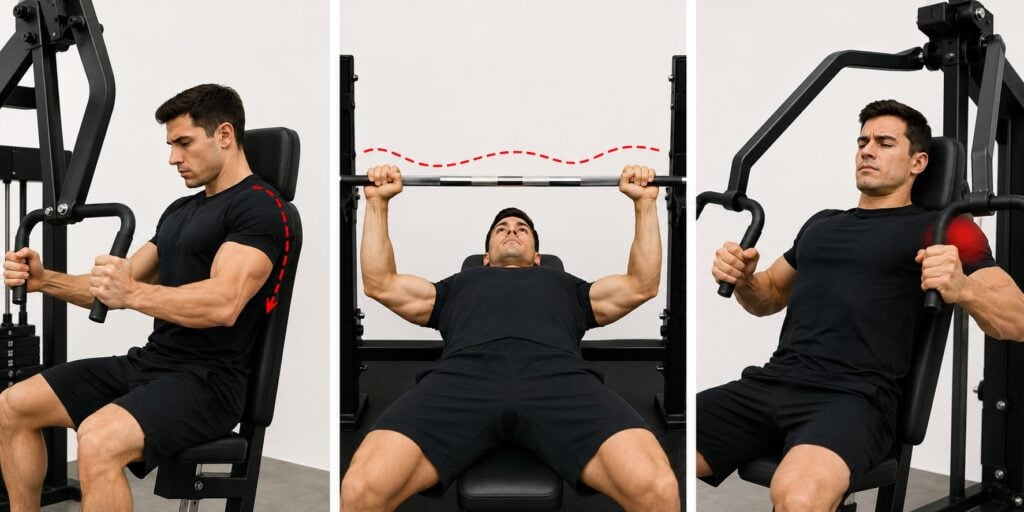 Bench-Press-And-Chest-Press-Warning-Signs-With-Clean-Form-Highlights