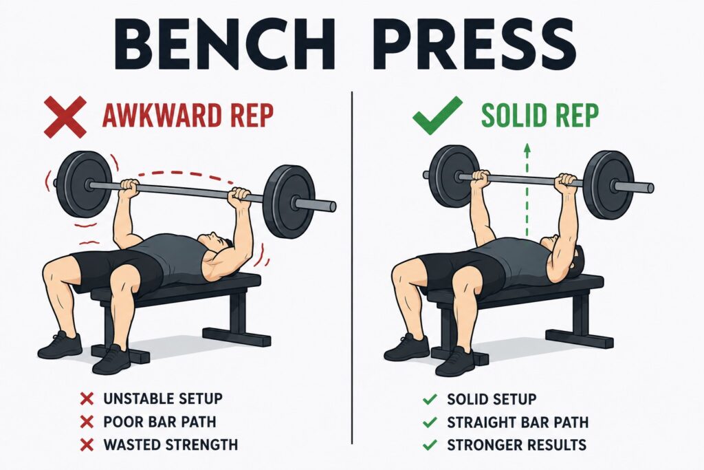 Bench-press-setup-with-stable-bar-path-and-controlled-rep