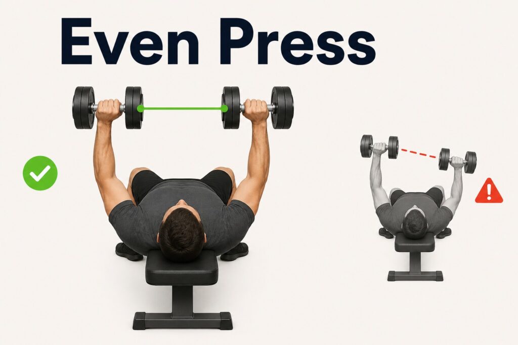 Even-dumbbell-press-showing-stable-bench-control