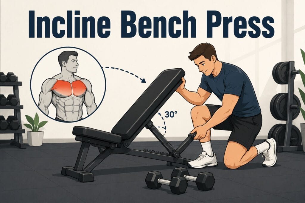 Incline-bench-press-upper-chest-angle-with-adjustable-bench-and-dumbbells