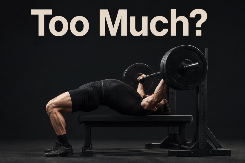 Bench-press-powerlifting-arch-with-feet-glutes-shoulders-and-head-on-bench