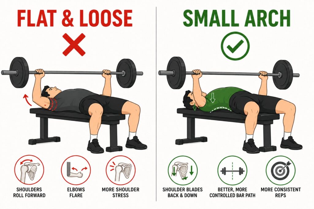 Small-bench-press-arch-with-shoulder-blades-back-down-and-controlled-bar-path