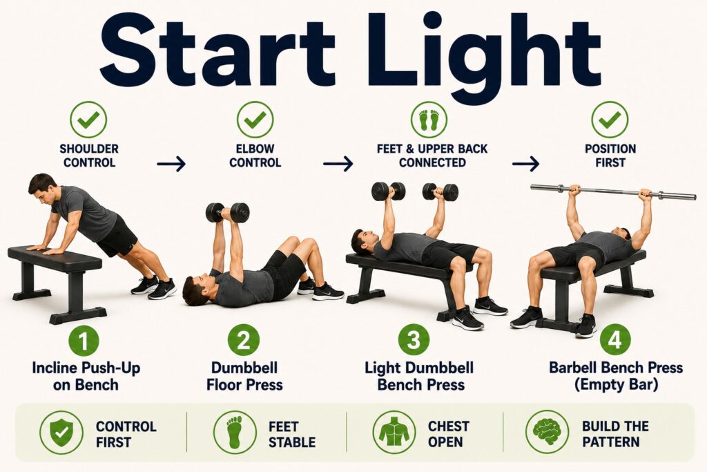 Start-light-bench-press-arch-practice-for-beginners