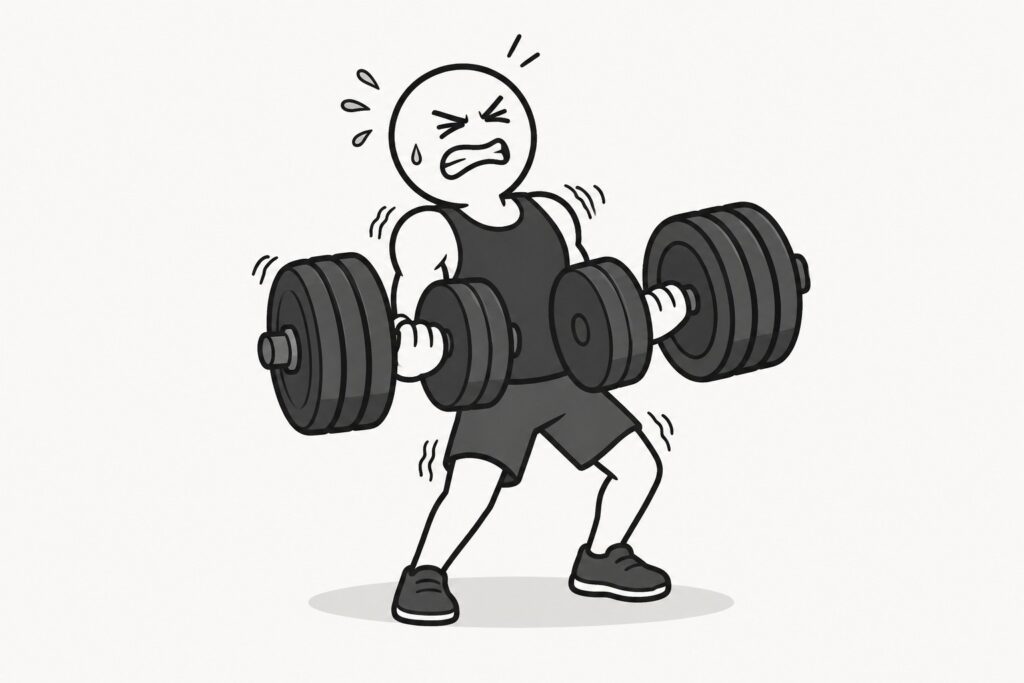 Heavy-dumbbell-curl-with-body-swing-and-poor-biceps-isolation