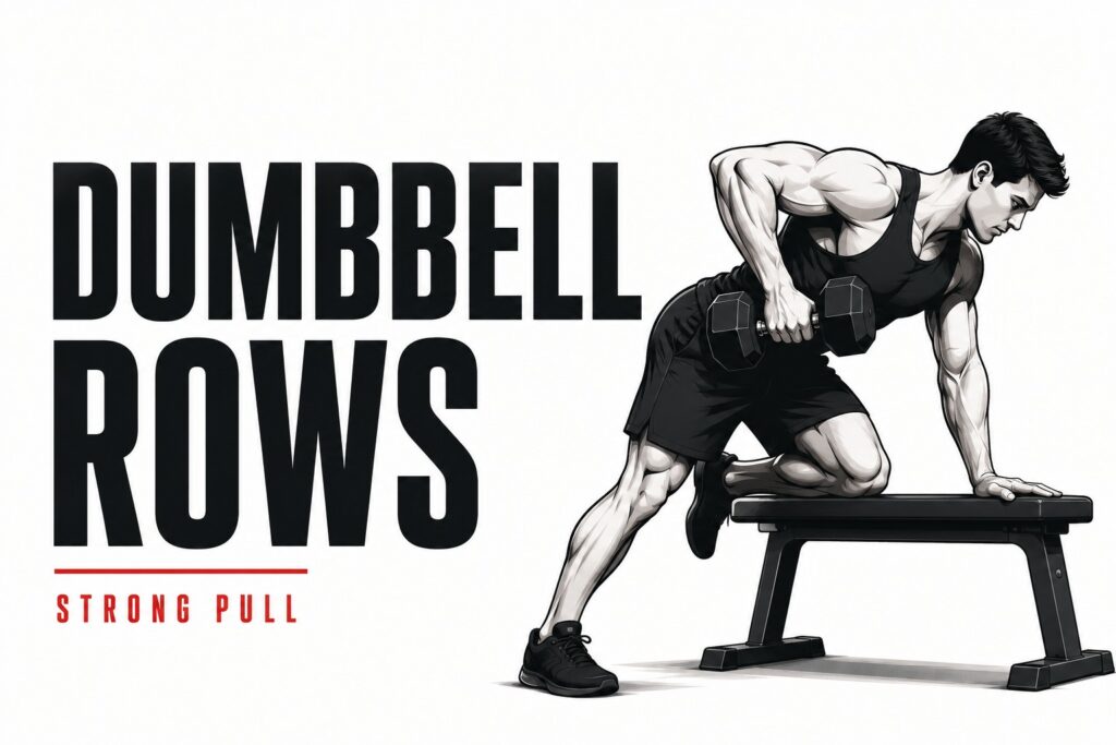 Dumbbell-row-on-bench-strong-pull