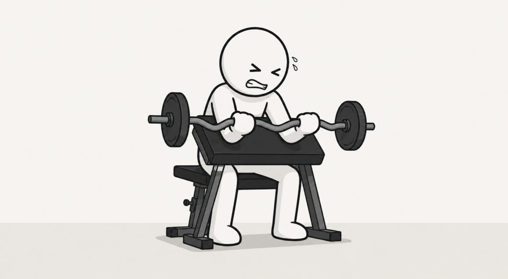 Preacher-curl-on-angled-pad-for-biceps