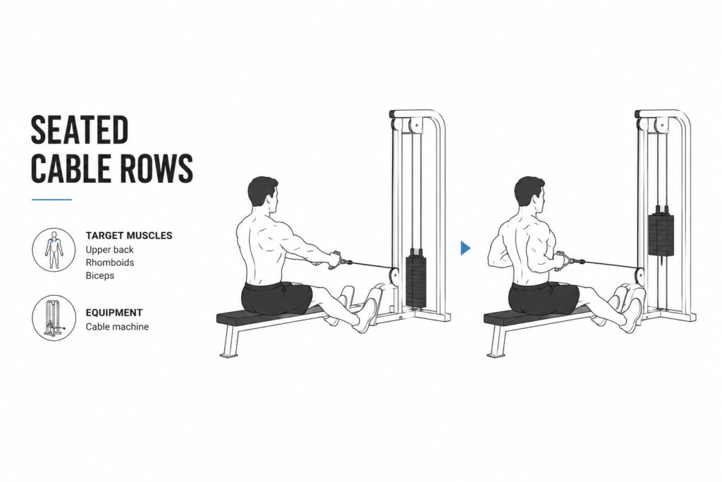 Seated-cable-rows-for-upper-back-and-biceps-training