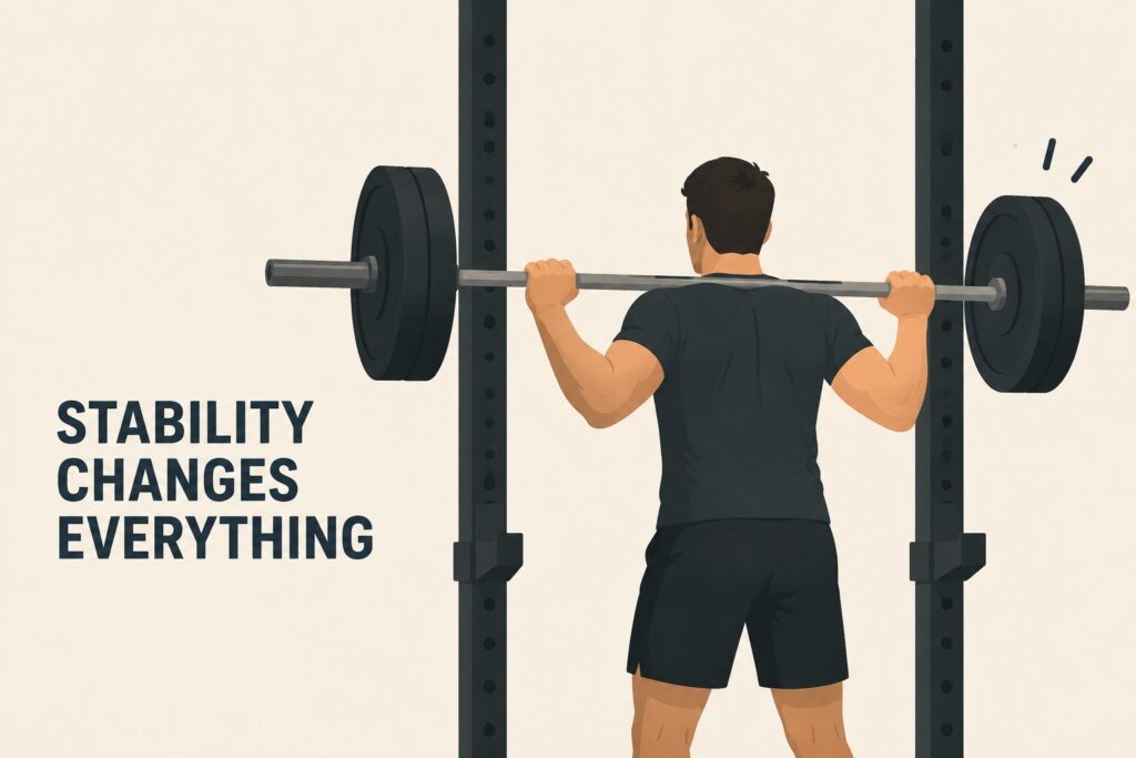 Barbell-squat-with-shifted-plates