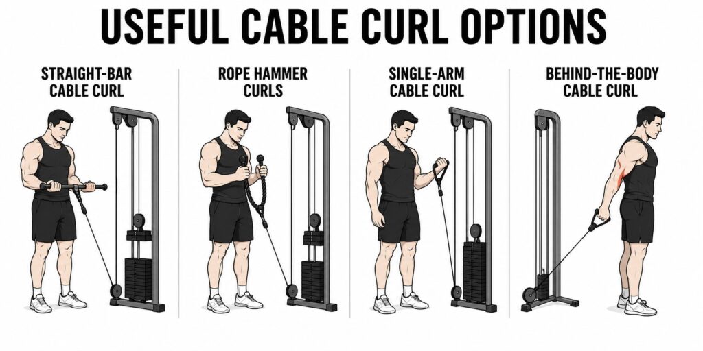 Four-cable-curl-variations-for-biceps-training
