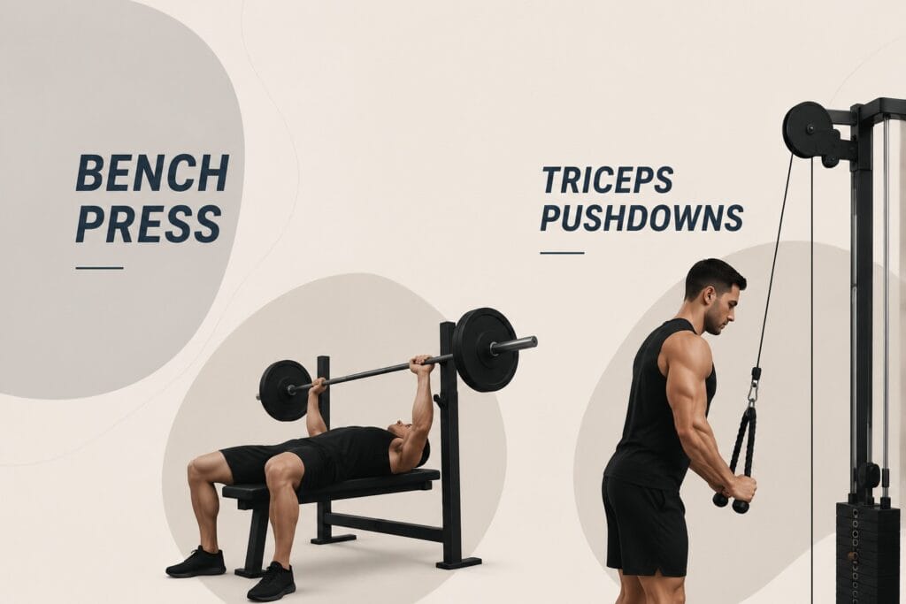 Bench-Press-Triceps-Pushdowns-Workout-Scene