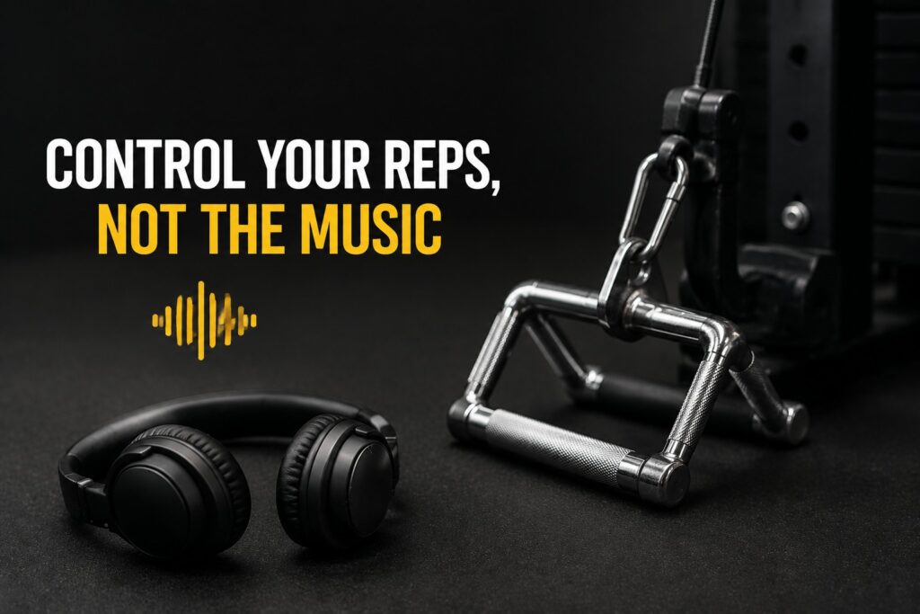 Cable-machine-and-headphones-gym-training-control