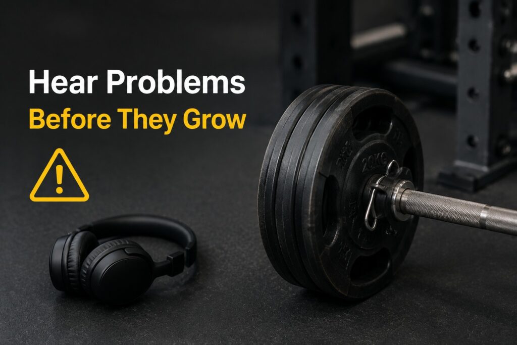 Gym-equipment-check-and-headphones-awareness-before-weight-training