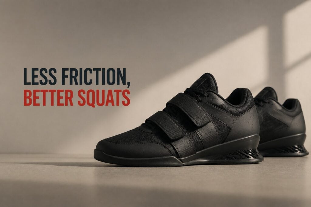 Black-Weightlifting-Shoes-On-Gym-Floor