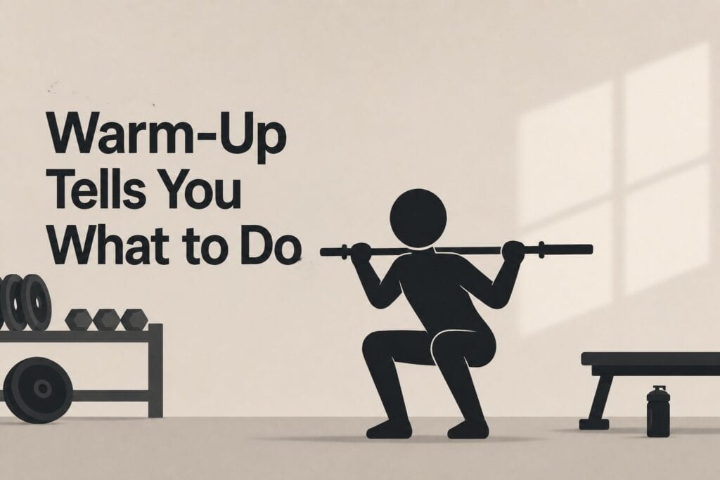 Person-performing-barbell-squat-with-empty-bar-during-warm-up-before-workout