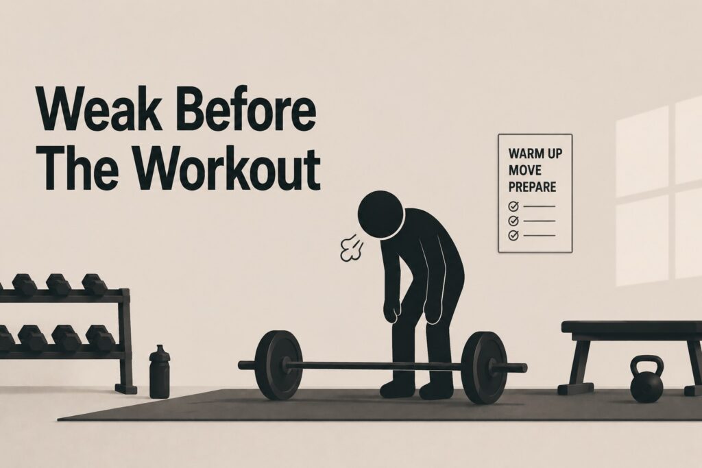 Empty-barbell-on-gym-floor-after-warm-up-before-strength-training-session