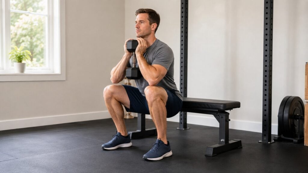 Controlled-Goblet-Squat-With-Bench-Depth-Target