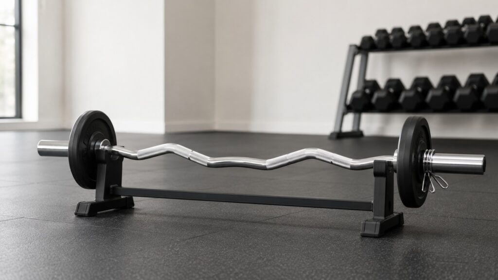 EZ-Curl-Bar-With-Angled-Grips-And-Plates
