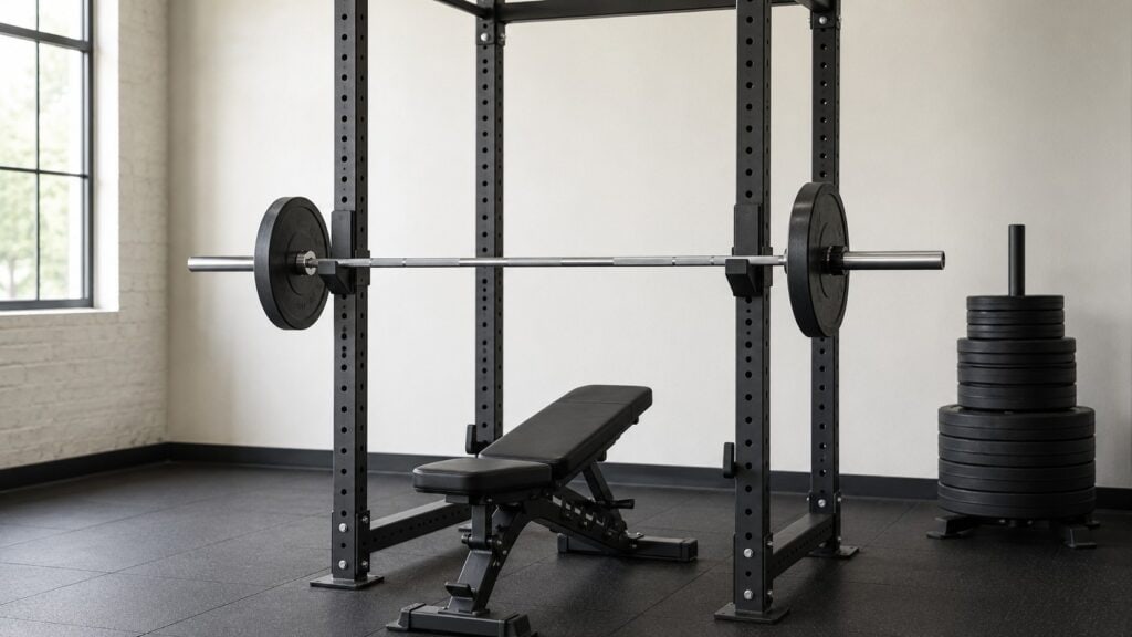 Olympic-Barbell-Safely-Rested-On-Rack