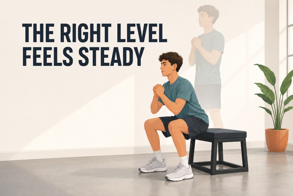 Controlled-box-squat-showing-a-appropriate-bodyweight-training-level