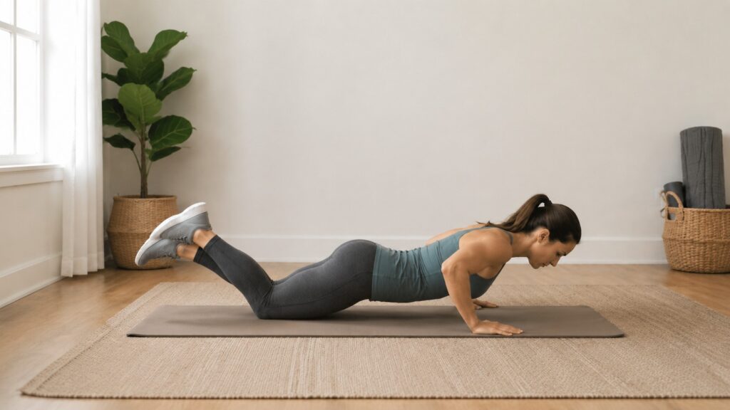 Beginner-Performing-A-Controlled-Knee-Push-Up-For-Calisthenics-Strength