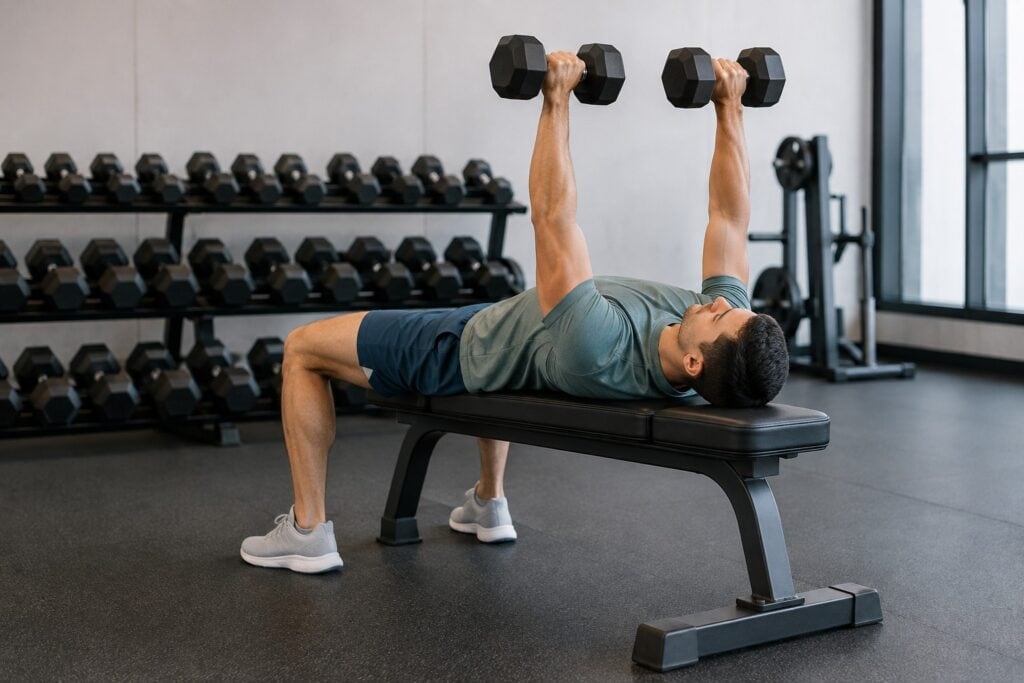 Dumbbell-Bench-Press-To-Build-Strength-During-Slow-Weight-Loss