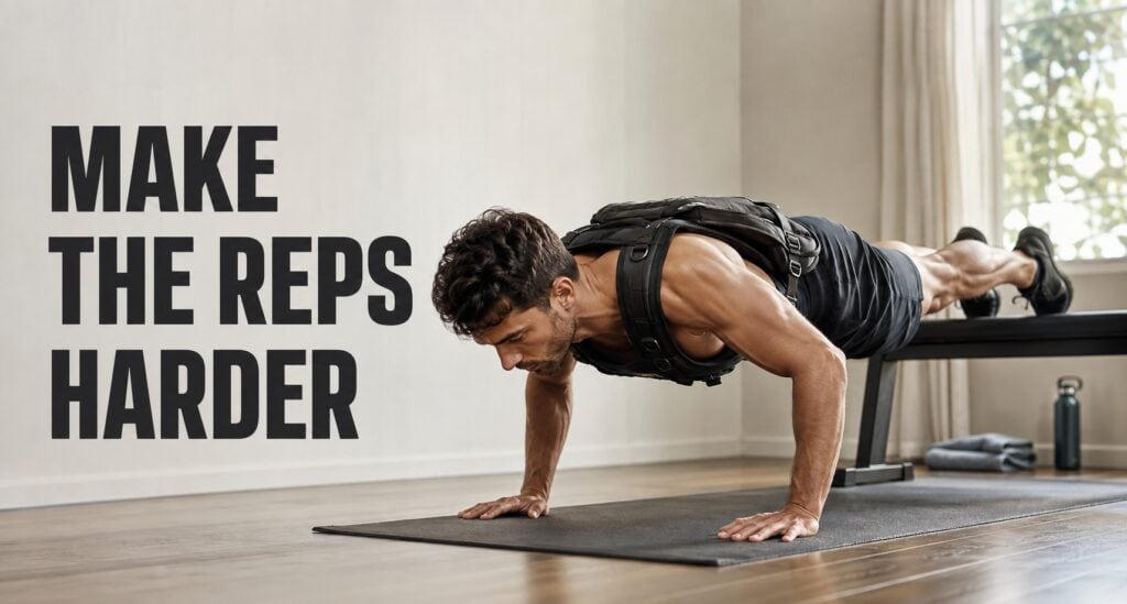 Feet-Elevated-Weighted-Push-Up-To-Make-Calisthenics-Harder-For-Muscle-Growth