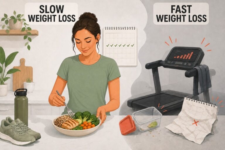 Slow-Weight-Loss-Vs-Fast-Weight-Loss-Healthy-Meal-And-Overtraining