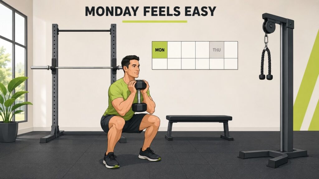 Monday-Goblet-Squat-In-A-Six-Day-Workout-Schedule