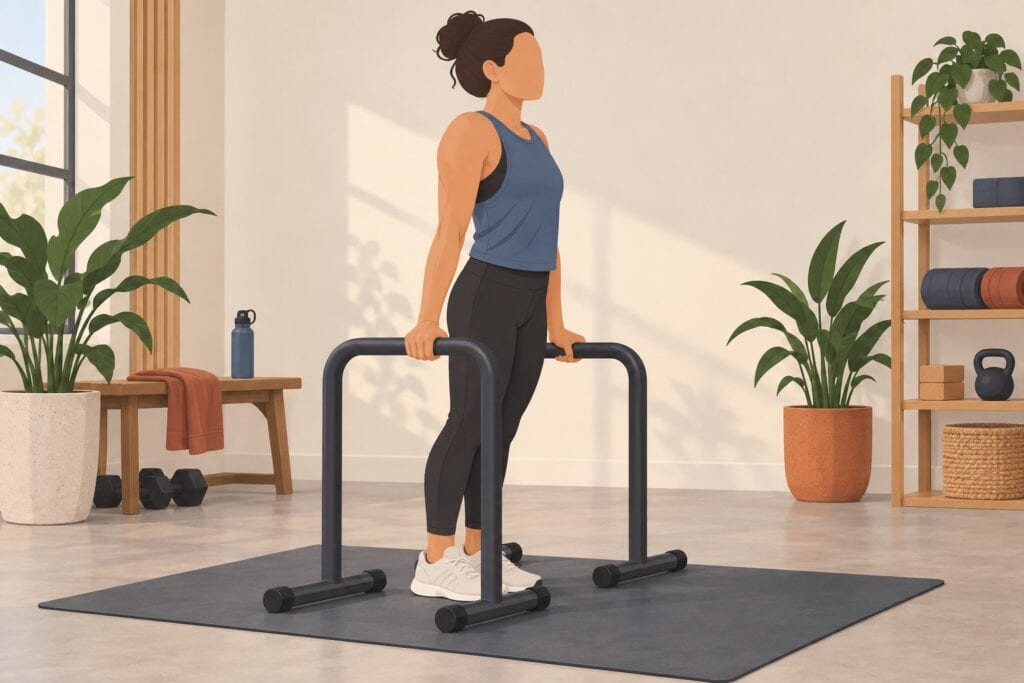 Low-Parallel-Bar-Dip-With-Feet-On-Floor