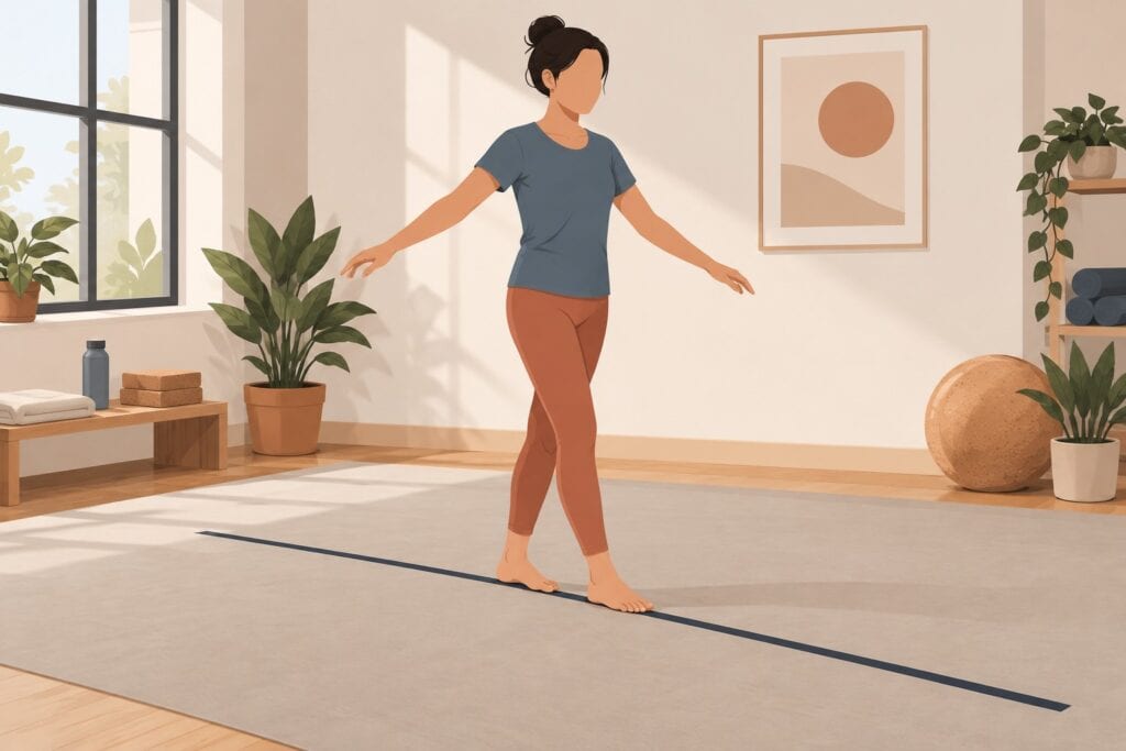 Slow-Balance-Walk-On-Floor-Line
