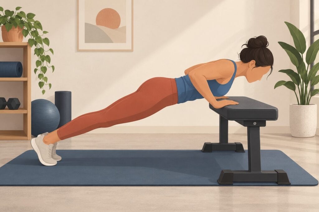 Incline-Push-Up-On-Bench-With-Straight-Body-Line