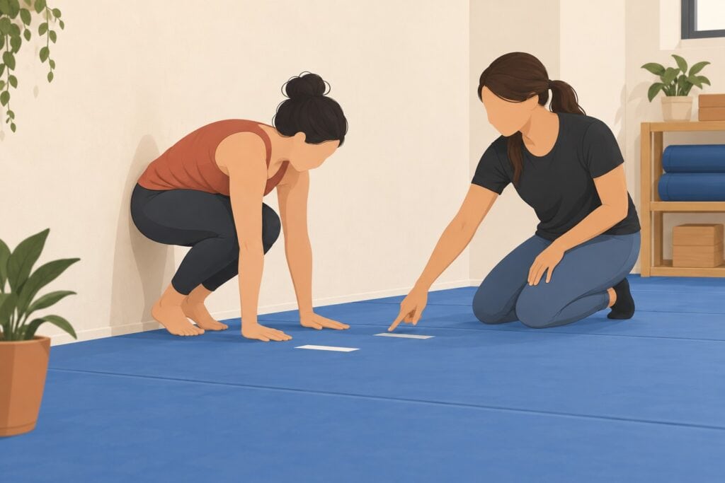 Coach-Guiding-Beginner-Wall-Handstand-Setup