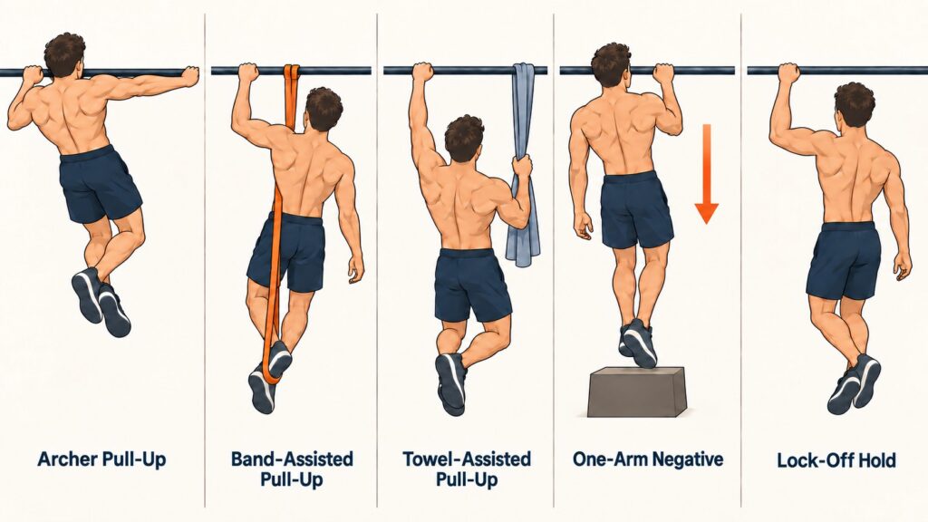 Five-one-arm-pull-up-progression-exercises