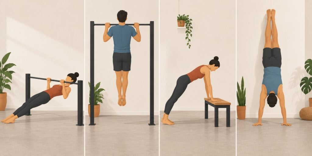 Inverted-Row-Negative-Pull-Up-Bench-Handstand-And-Wall-Handstand