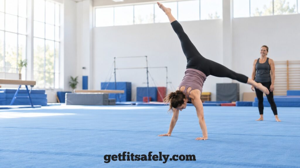 Adult-Gymnastics-Cartwheel-On-Training-Mat