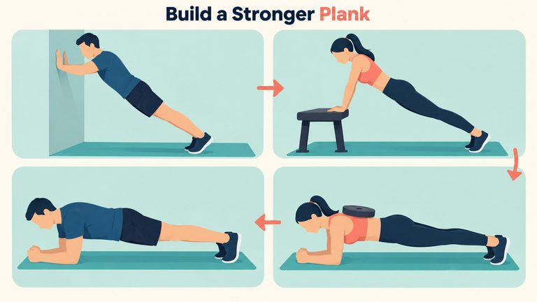 Plank-progression-from-wall-plank-to-weighted-plank