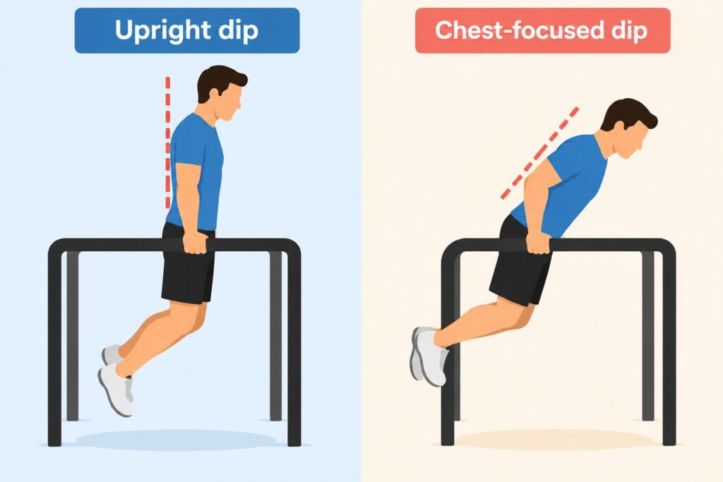Upright-dip-and-chest-focused-dip-torso-angle-comparison