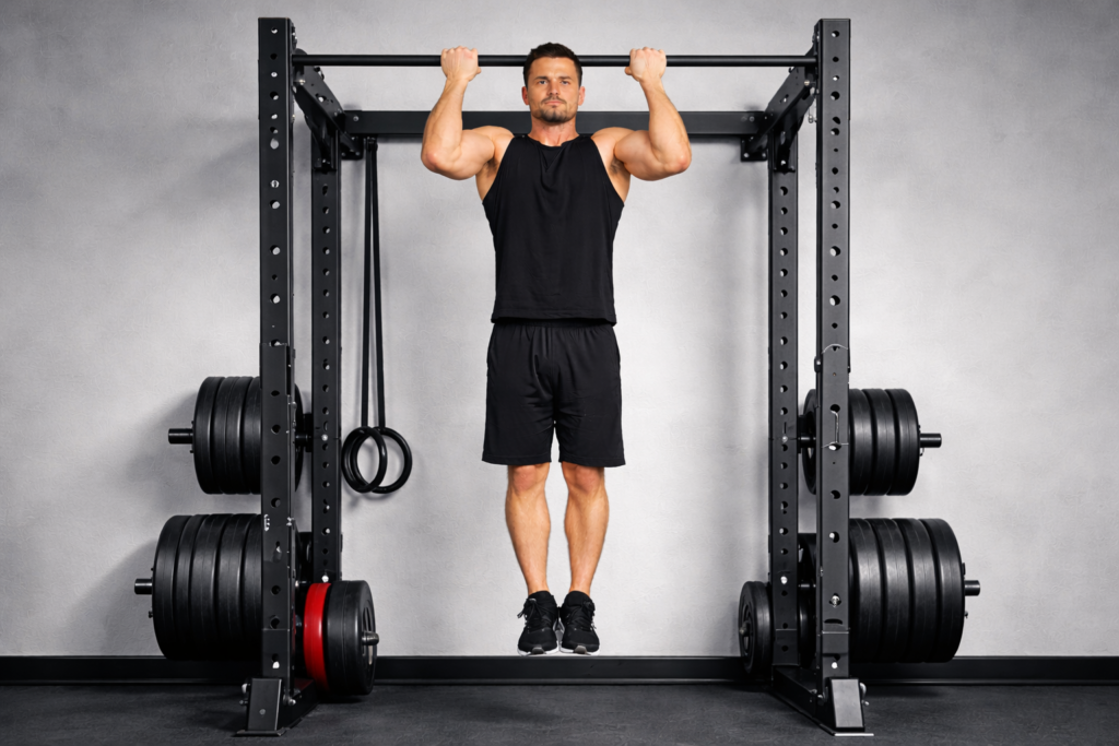 Athlete-performing-full-chin-up-with-supine-grip
