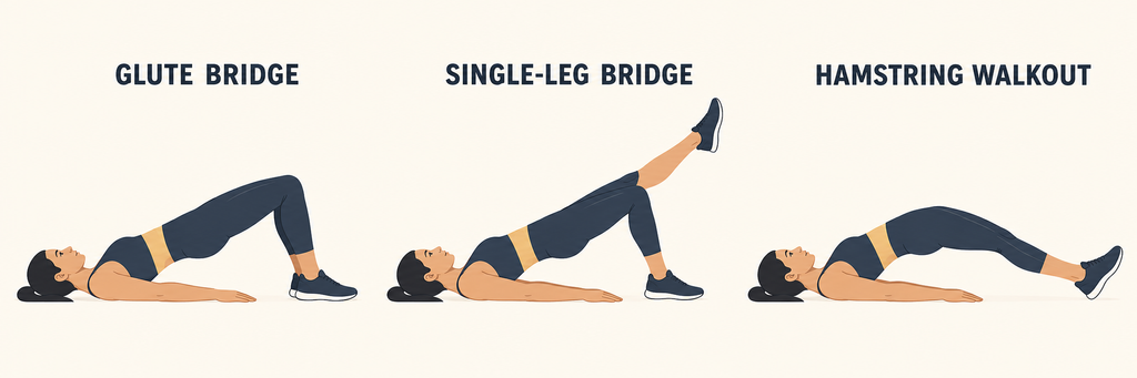 Glute-bridge-single-leg-bridge-hamstring-walkout