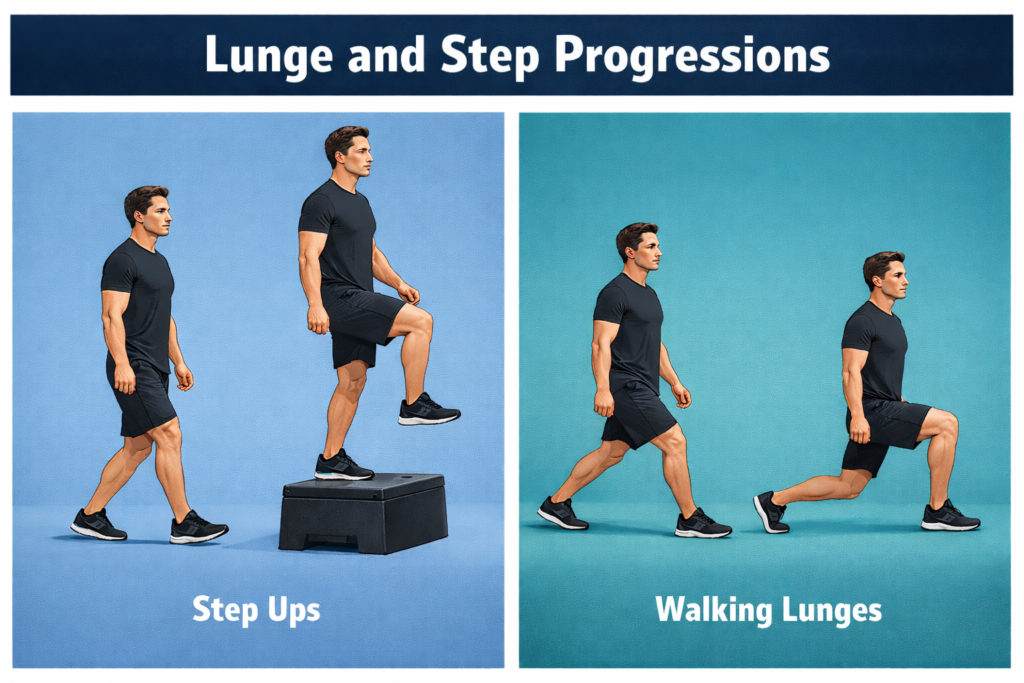 Step-ups-and-walking-lunges-exercise