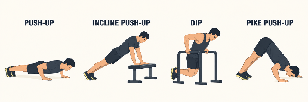 Push-up-incline-push-up-dip-pike-push-up