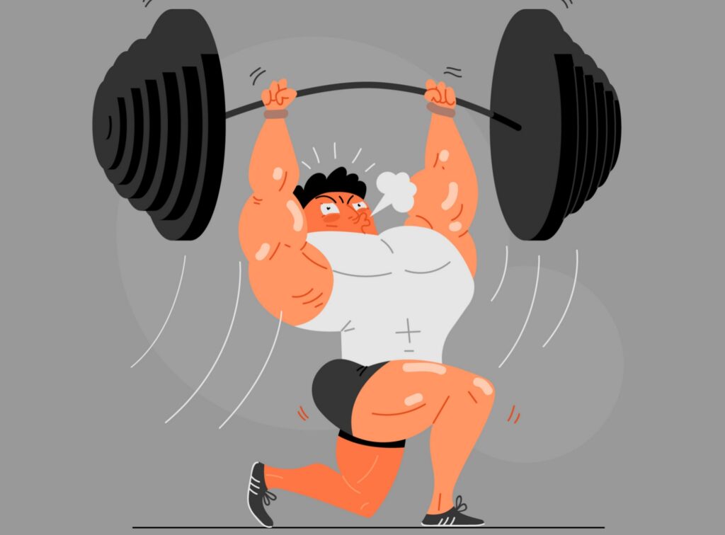 Bodybuilder-lifting-huge-barbell-struggling