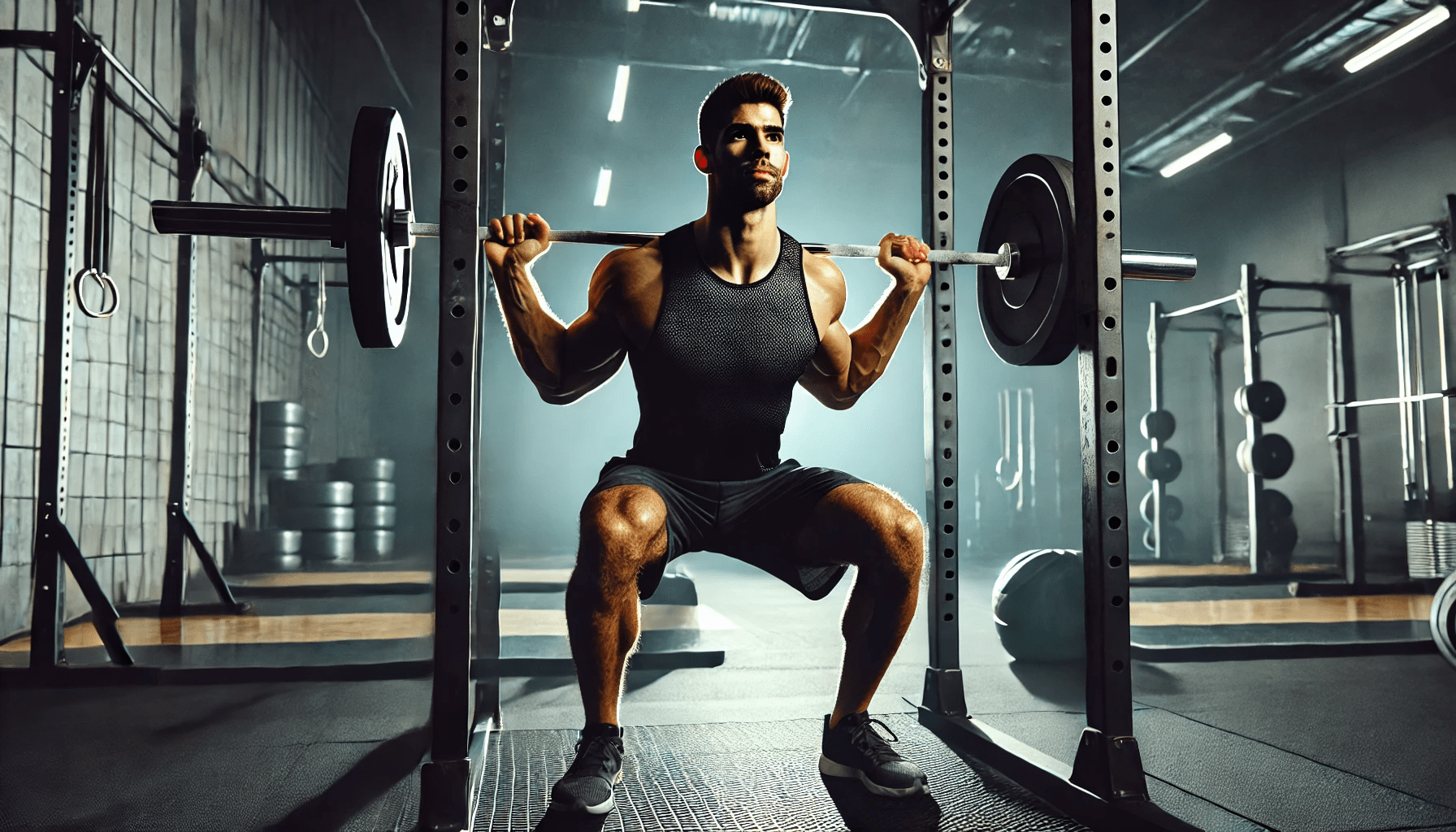 Man-performing-back-squat-with-barbell-in-modern-gym