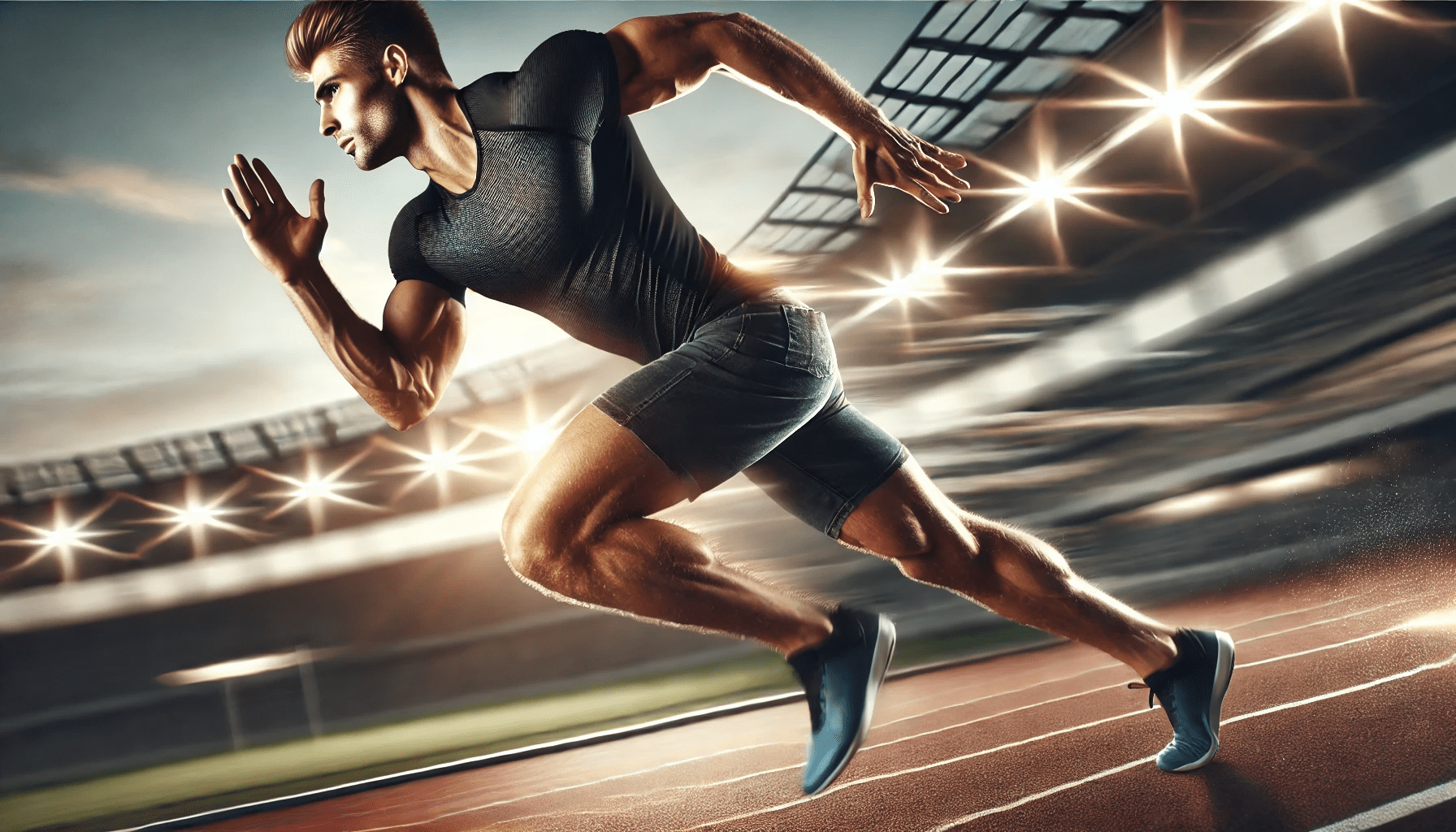 Male-athlete-sprinting-full-speed-track