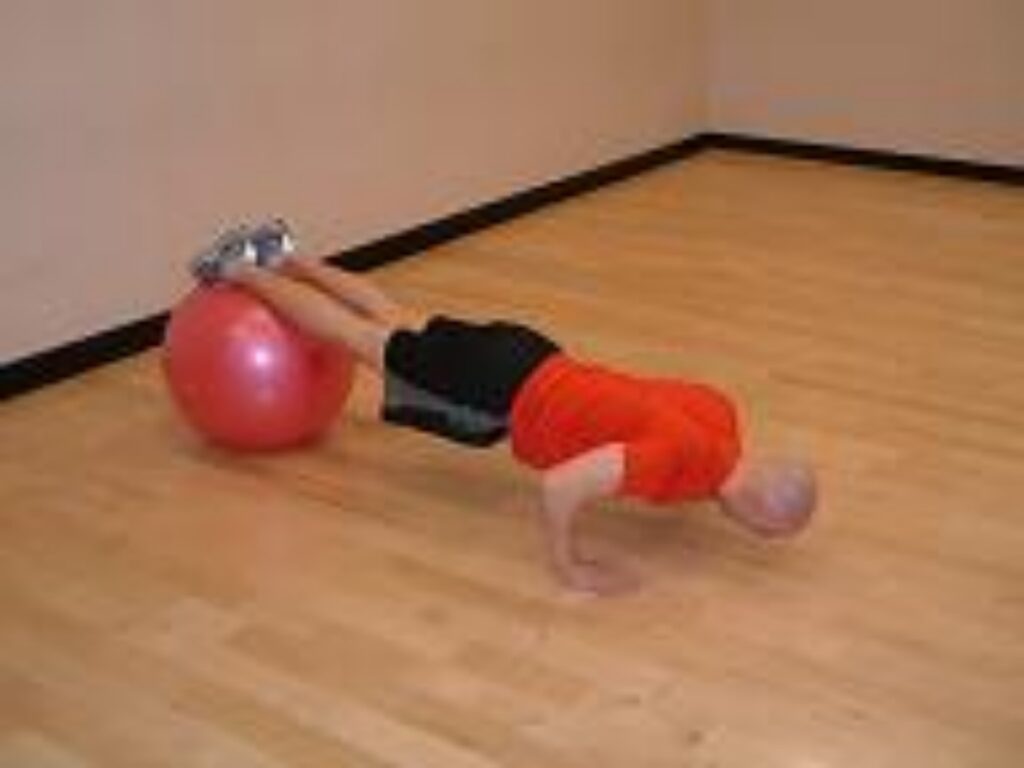 Stability-ball-decline-push-up-core-upper-body-exercise