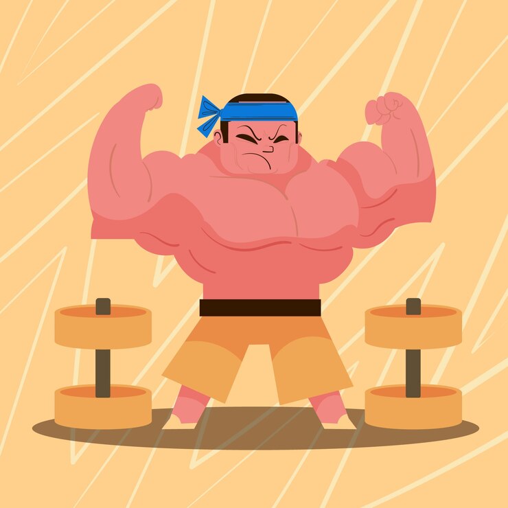 Super–muscular–cartoon–man–flexing–huge–biceps